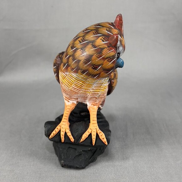Vtg Action International Stone Art Owl Bird Hand Painted Brown Carved Figurine - Picture 3 of 15